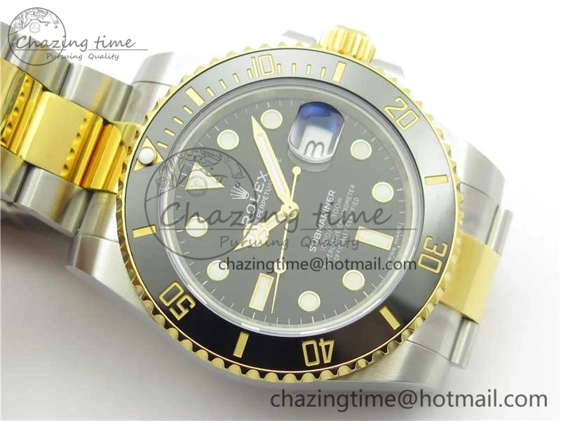 Submariner 116613 LN Black Ceramic D1F 1:1 Best Edition Wrapped Gold SS Case and Bracelet A2824