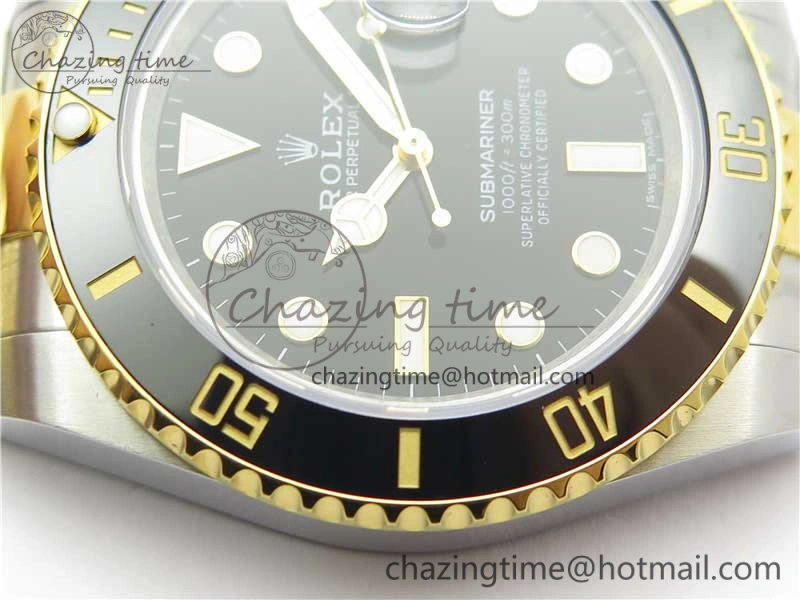 Submariner 116613 LN Black Ceramic D1F 1:1 Best Edition Wrapped Gold SS Case and Bracelet A2824