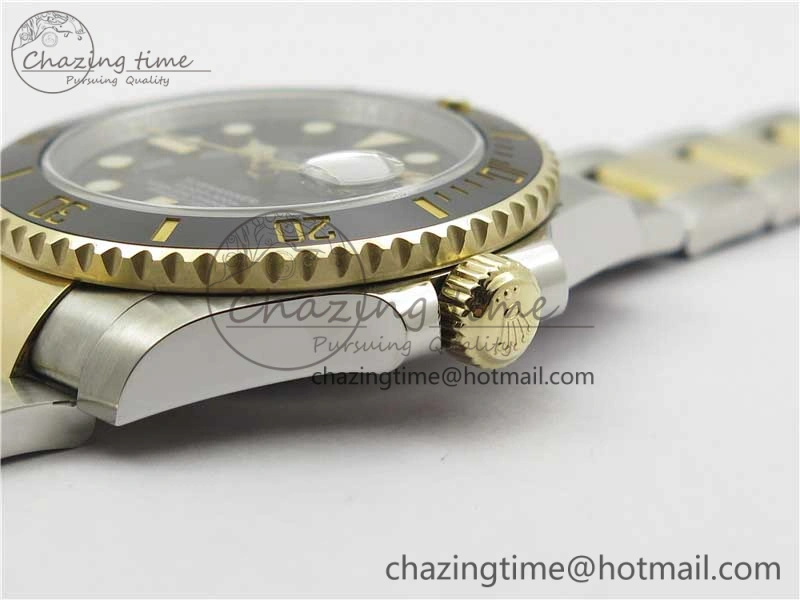 Submariner 116613 LN Blue Ceramic SS YG Wrapped ROF 1:1 Best Edition Black Dial On SS YG Wrapped Bracelet A2836