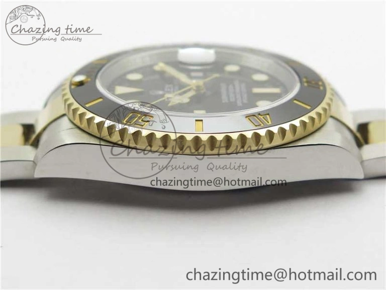 Submariner 116613 LN Blue Ceramic SS YG Wrapped ROF 1:1 Best Edition Black Dial On SS YG Wrapped Bracelet A2836