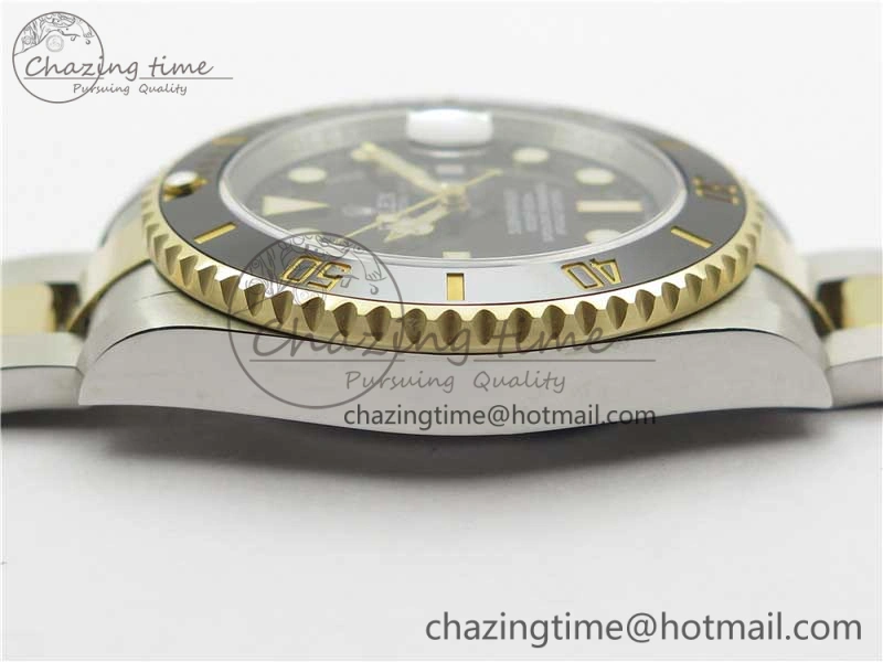 Submariner 116613 LN Blue Ceramic SS YG Wrapped ROF 1:1 Best Edition Black Dial On SS YG Wrapped Bracelet A2836