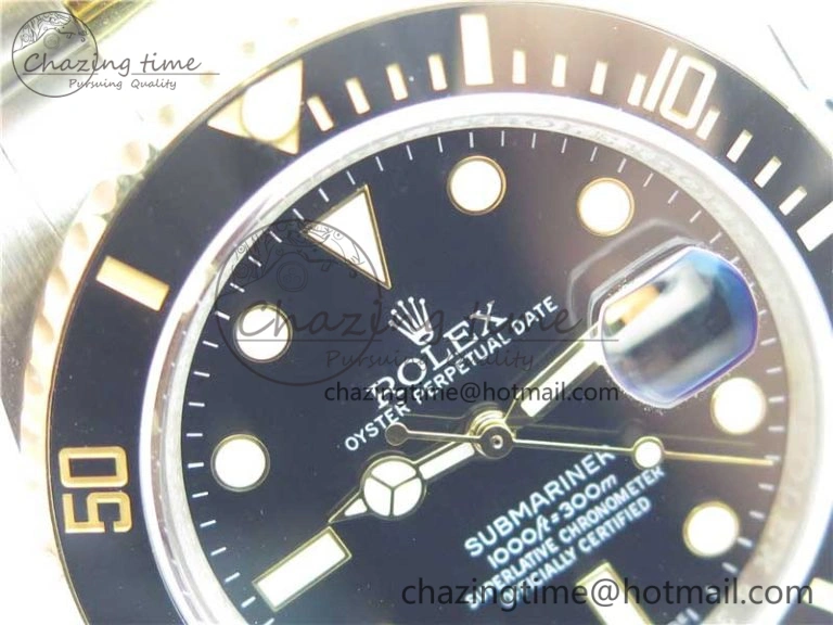 Submariner 116613 LN Blue Ceramic SS YG Wrapped ROF 1:1 Best Edition Black Dial On SS YG Wrapped Bracelet A2836