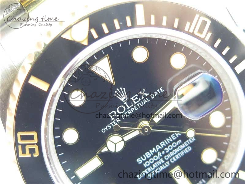 Submariner 116613 LN Blue Ceramic SS YG Wrapped ROF 1:1 Best Edition Black Dial On SS YG Wrapped Bracelet A2836