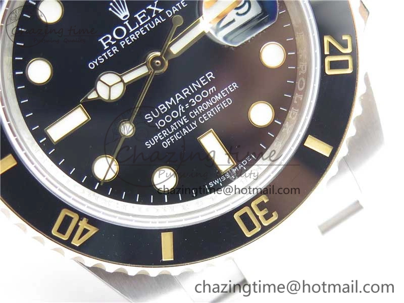 Submariner 116613 LN Blue Ceramic SS YG Wrapped ROF 1:1 Best Edition Black Dial On SS YG Wrapped Bracelet A2836