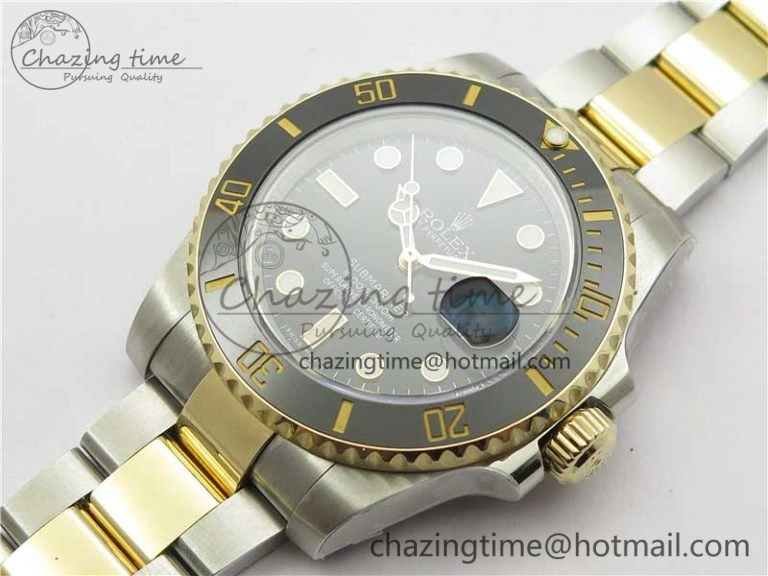 Submariner 116613 LN Blue Ceramic SS YG Wrapped ROF 1:1 Best Edition Black Dial On SS YG Wrapped Bracelet A2836