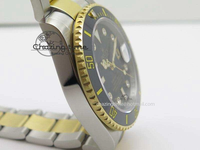 Submariner 116613 LN Diamonds Markers Black Dial on SS YG Bracelet A2836