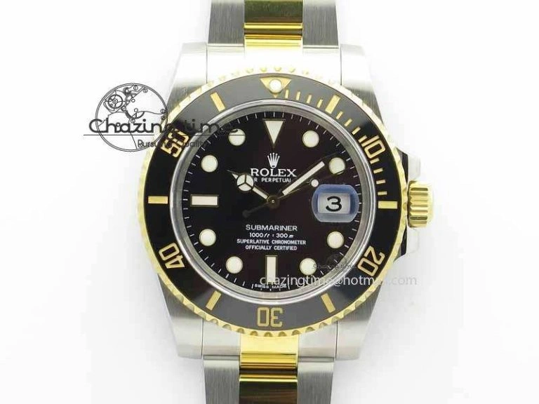 Submariner 116613 LN JF 1:1 Best Edition Black Dial On SS YG Bracelet SH3135
