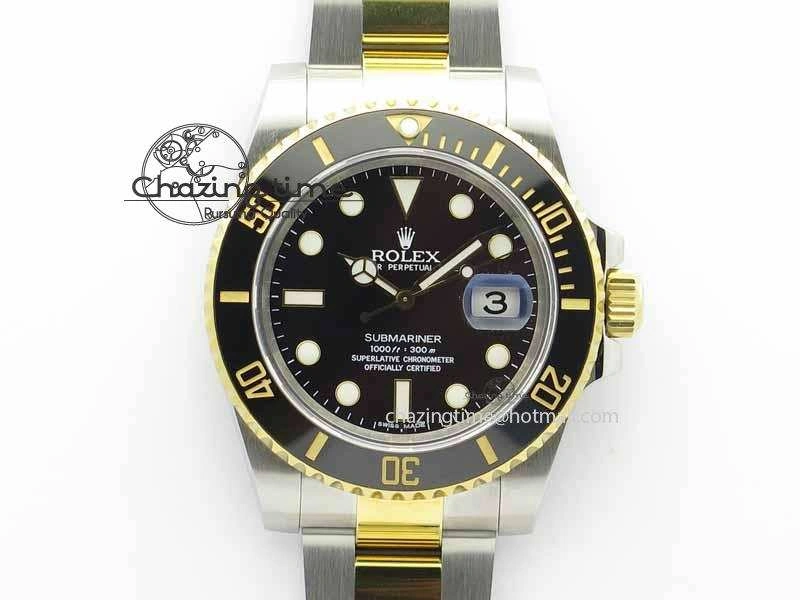 Submariner 116613 LN JF 1:1 Best Edition Black Dial On SS YG Bracelet SH3135