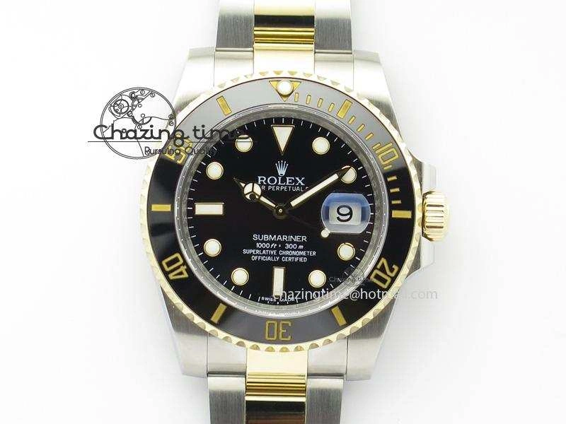 Submariner 116613 LN Noob 1:1 Best Edition YG Wrapped Bezel Black Dial On SS YG Bracelet A2836
