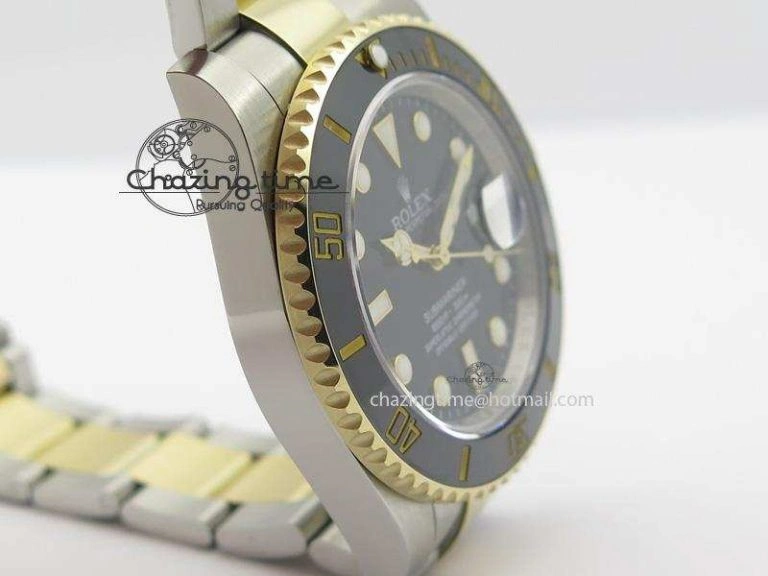 Submariner 116613 LN Noob 1:1 Best Edition YG Wrapped Bezel Black Dial On SS YG Bracelet A2836