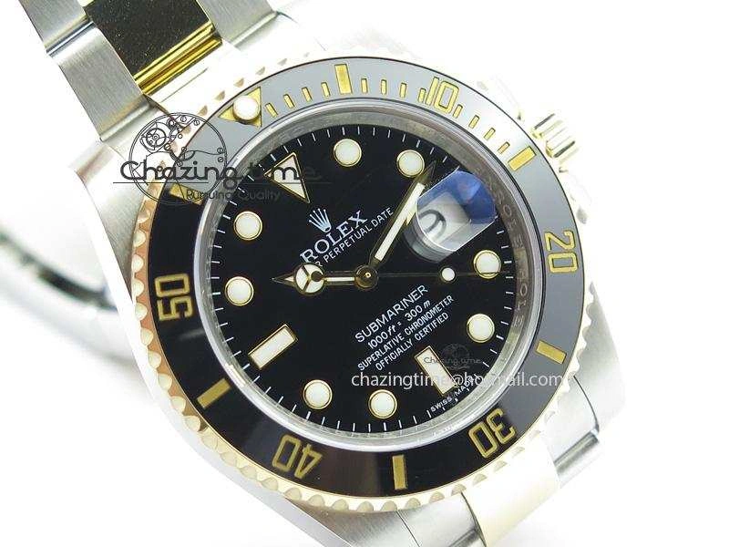Submariner 116613 LN Noob 1:1 Best Edition YG Wrapped Bezel Black Dial On SS YG Bracelet A2836