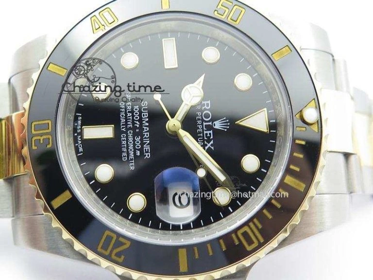 Submariner 116613 LN Noob 1:1 Best Edition YG Wrapped Bezel Black Dial On SS YG Bracelet A2836