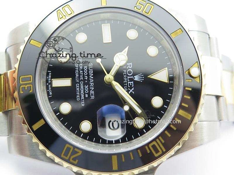 Submariner 116613 LN Noob 1:1 Best Edition YG Wrapped Bezel Black Dial On SS YG Bracelet A2836
