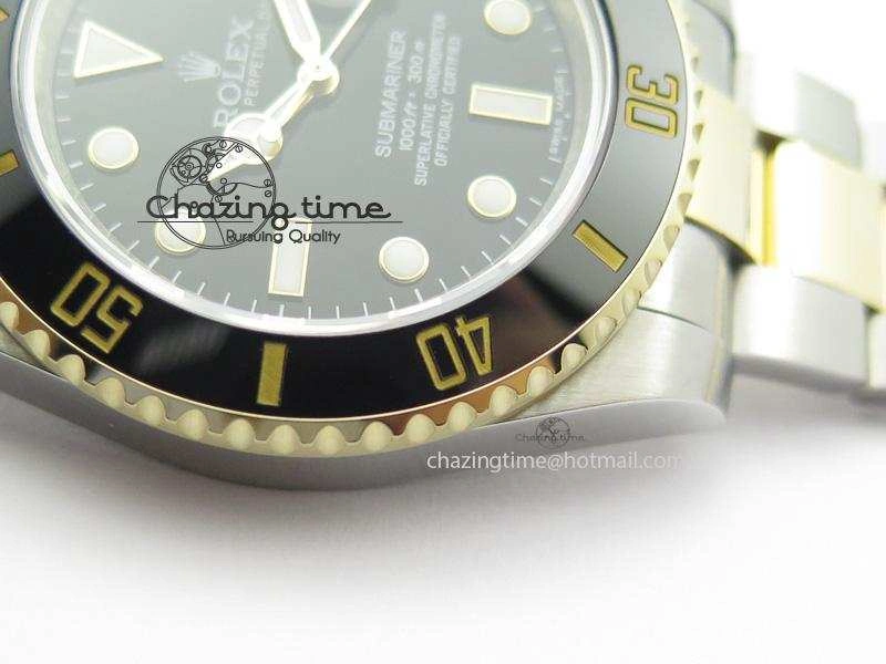 Submariner 116613 LN Noob 1:1 Best Edition YG Wrapped Bezel Black Dial On SS YG Bracelet A2836