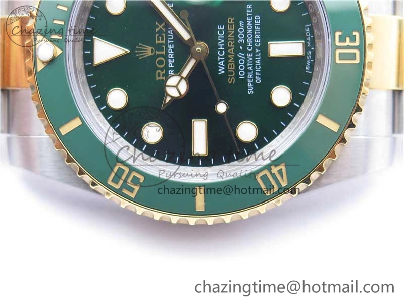 Submariner 116613 LV VRF Best Edition YG Wrapped Bezel Green Dial on SS YG Bracelet A2836 MAX Version