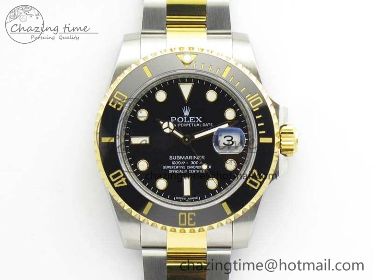 Submariner 116613LN Noob 1:1 Best Edition Black Dial On SS YG Bracelet A2836 V5
