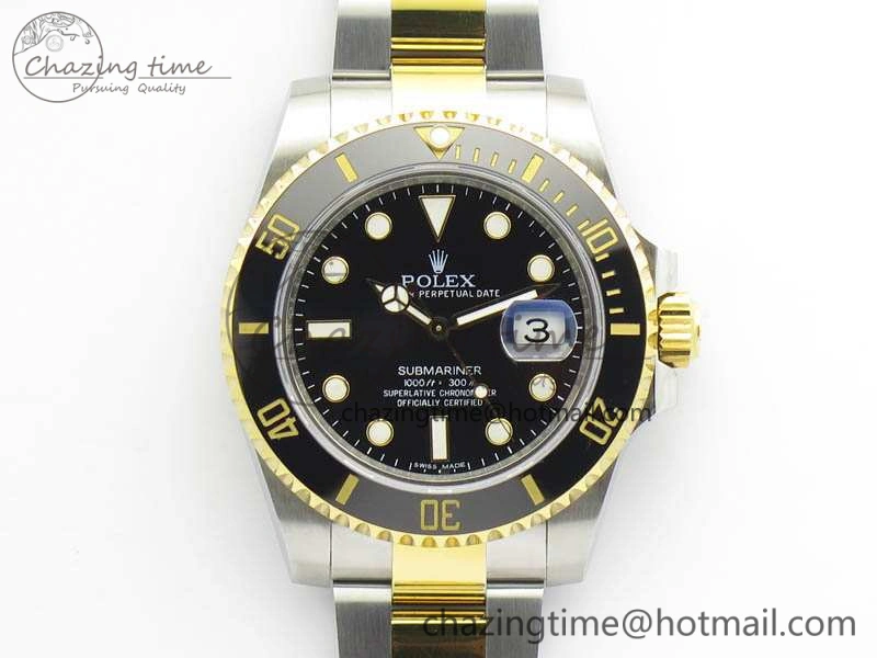 Submariner 116613LN Noob 1:1 Best Edition Black Dial On SS YG Bracelet A2836 V5
