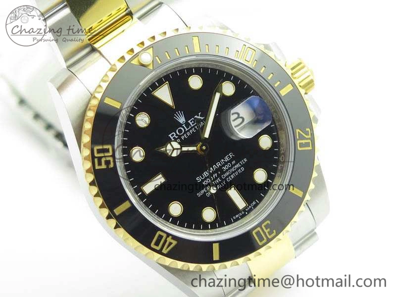 Submariner 116613LN Noob 1:1 Best Edition Black Dial On SS YG Bracelet A2836 V5