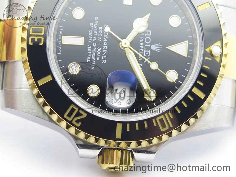 Submariner 116613LN Noob 1:1 Best Edition Black Dial On SS YG Bracelet A2836 V5