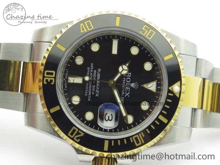 Submariner 116613LN Noob 1:1 Best Edition Black Dial On SS YG Bracelet A2836 V5