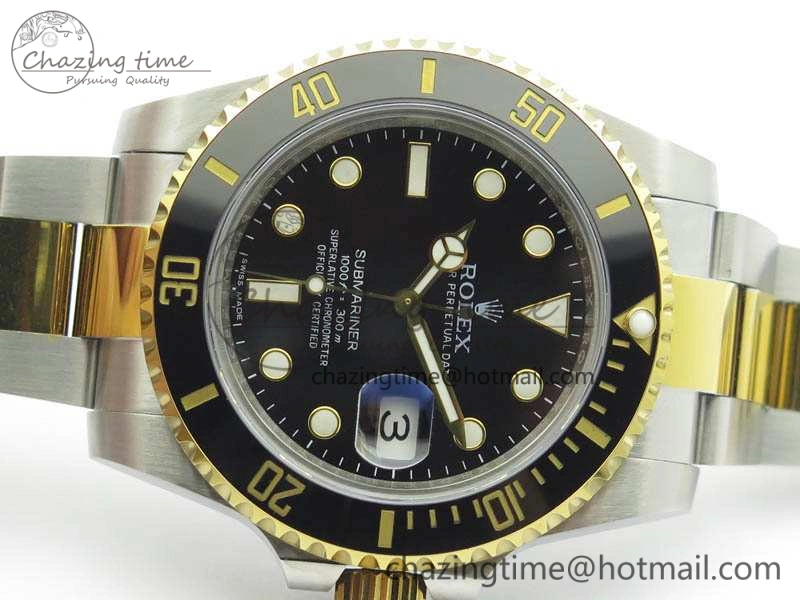 Submariner 116613LN Noob 1:1 Best Edition Black Dial On SS YG Bracelet A2836 V5
