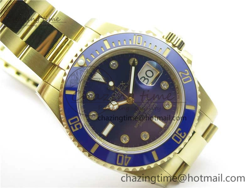 Submariner 116618 LB Blue Ceramic 316L Bp Maker 1:1 Best Edition Blue Dial Diam on YG Bracelet SA3135 V2