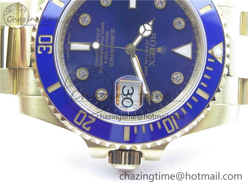 Submariner 116618 LB Blue Ceramic 316L Bp Maker 1:1 Best Edition Blue Dial Diam on YG Bracelet SA3135 V2
