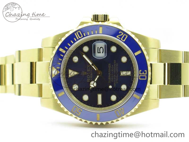 Submariner 116618 LB Blue Ceramic 316L Bp Maker 1:1 Best Edition Blue Dial on YG Bracelet SA3135 V2