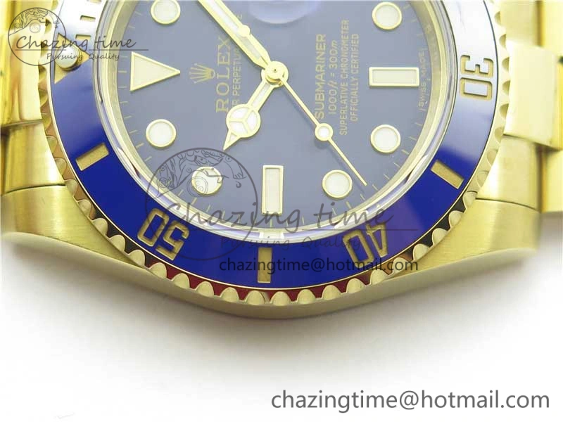 Submariner 116618 LB Blue Ceramic 316L Bp Maker 1:1 Best Edition Blue Dial on YG Bracelet SA3135 V2