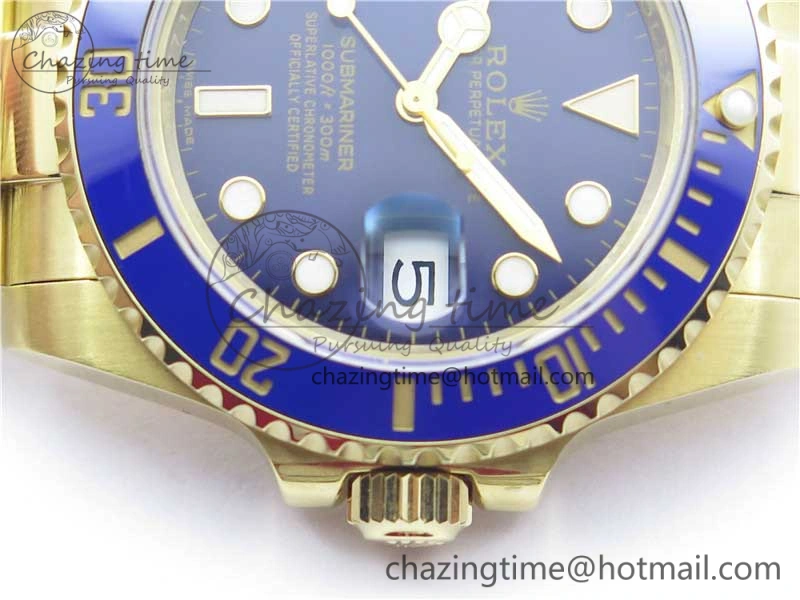 Submariner 116618 LB Blue Ceramic 316L Bp Maker 1:1 Best Edition Blue Dial on YG Bracelet SA3135 V2