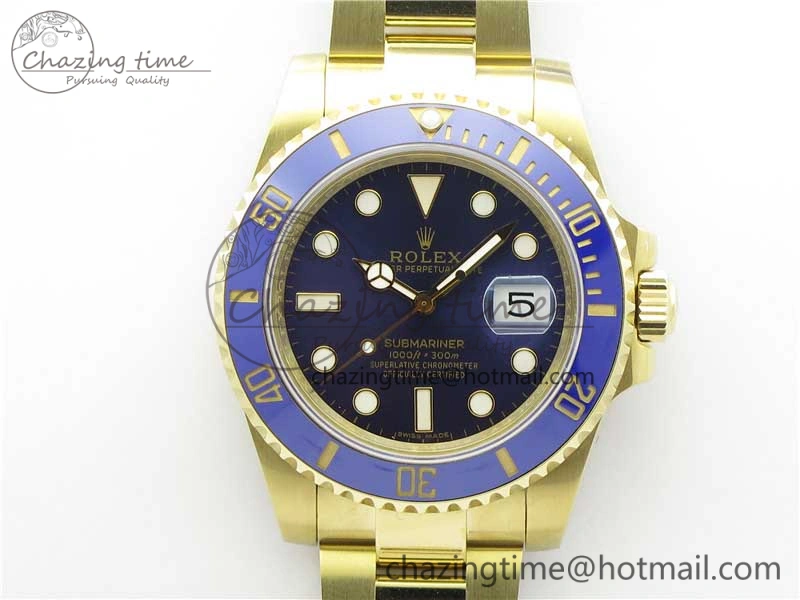 Submariner 116618 LB Blue Ceramic 316L Bp Maker 1:1 Best Edition Blue Dial on YG Bracelet SA3135 V2