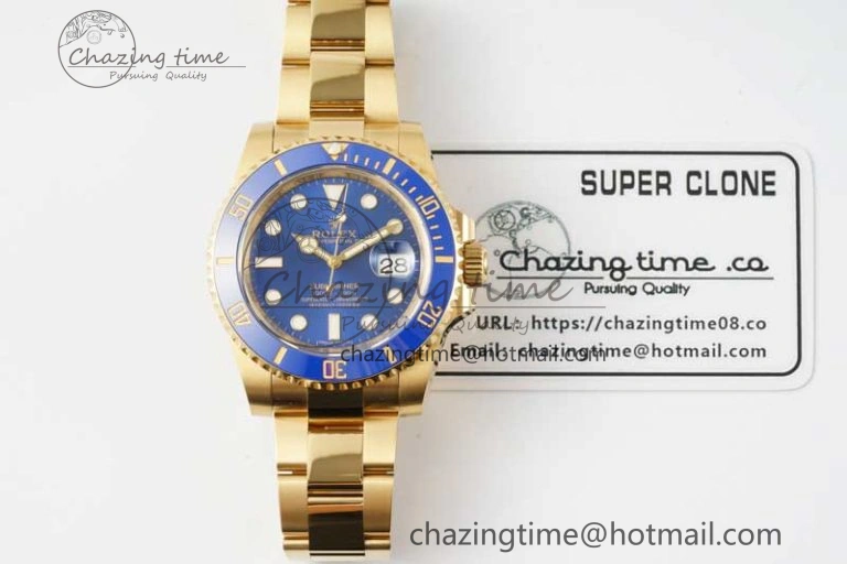 Submariner 116618 LB Blue Ceramic YG Plated 904L Steel Clean 1:1 Best Edition VR3135
