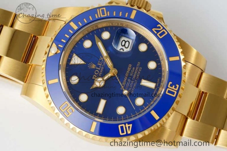 Submariner 116618 LB Blue Ceramic YG Plated 904L Steel Clean 1:1 Best Edition VR3135