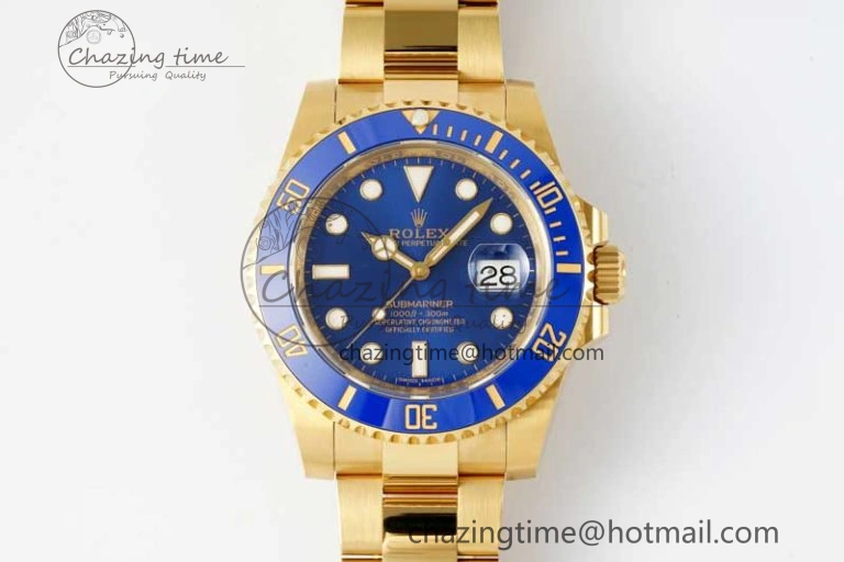 Submariner 116618 LB Blue Ceramic YG Plated 904L Steel Clean 1:1 Best Edition VR3135