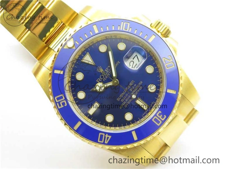 Submariner 116618 LB D1F Best Edition YG Wrapped Blue Dial on YG Wrapped Bracelet A2836