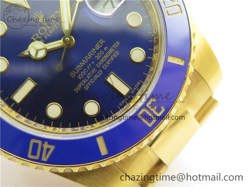 Submariner 116618 LB D1F Best Edition YG Wrapped Blue Dial on YG Wrapped Bracelet A2836
