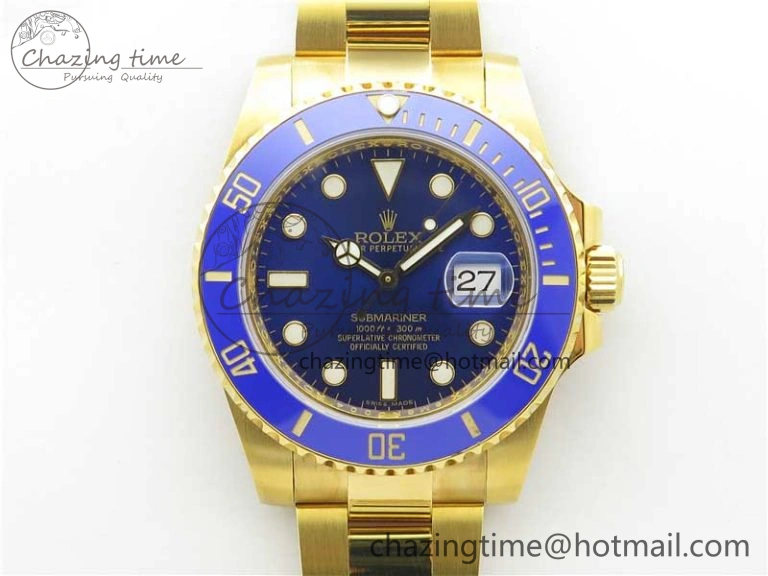 Submariner 116618 LB D1F Best Edition YG Wrapped Blue Dial on YG Wrapped Bracelet A2836