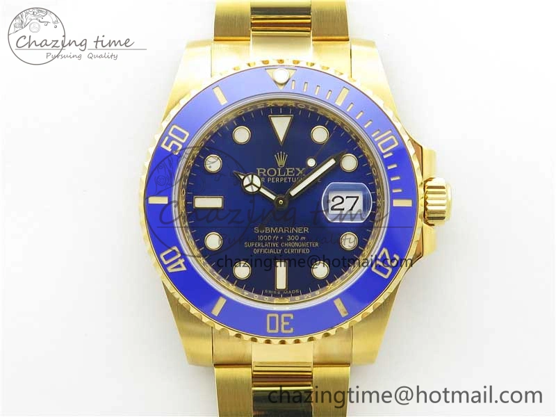 Submariner 116618 LB D1F Best Edition YG Wrapped Blue Dial on YG Wrapped Bracelet A2836