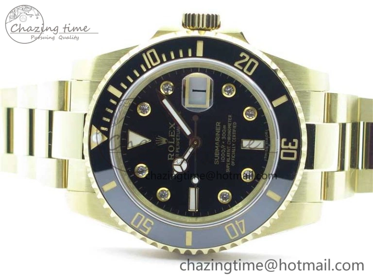 Submariner 116618 LN Black Ceramic 316L Bp Maker 1:1 Best Edition Black Dial Diam on YG Bracelet SA3135 V2