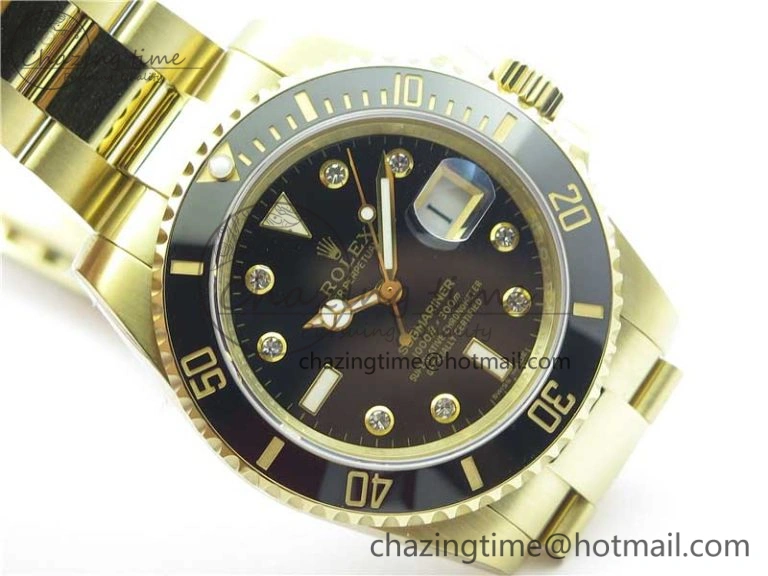 Submariner 116618 LN Black Ceramic 316L Bp Maker 1:1 Best Edition Black Dial Diam on YG Bracelet SA3135 V2
