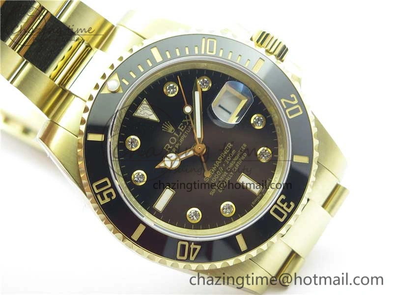 Submariner 116618 LN Black Ceramic 316L Bp Maker 1:1 Best Edition Black Dial Diam on YG Bracelet SA3135 V2