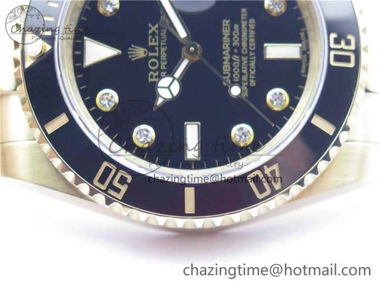 Submariner 116618 LN Black Ceramic 316L Bp Maker 1:1 Best Edition Black Dial Diam on YG Bracelet SA3135 V2