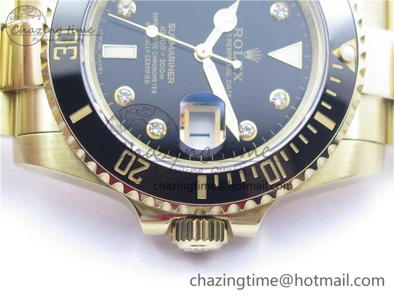 Submariner 116618 LN Black Ceramic 316L Bp Maker 1:1 Best Edition Black Dial Diam on YG Bracelet SA3135 V2