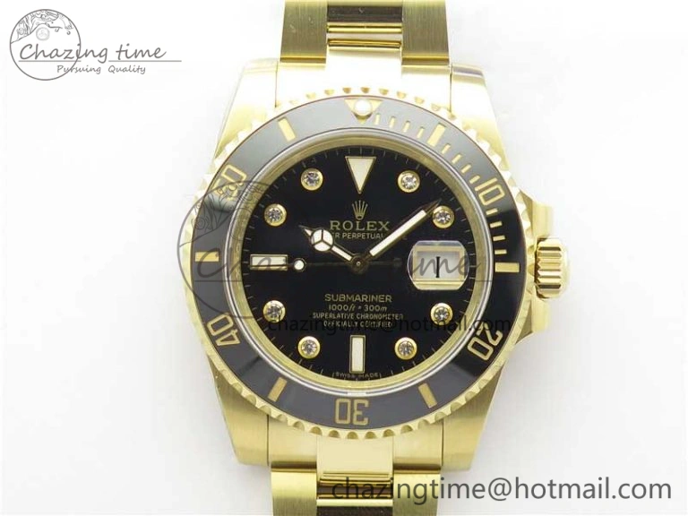 Submariner 116618 LN Black Ceramic 316L Bp Maker 1:1 Best Edition Black Dial Diam on YG Bracelet SA3135 V2