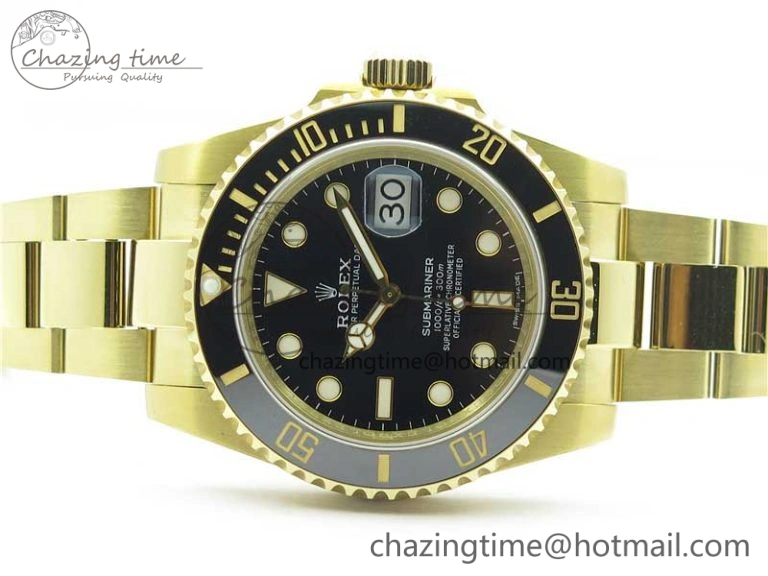 Submariner 116618 LN Black Ceramic 316L Bp Maker 1:1 Best Edition Black Dial on YG Bracelet SA3135 V2