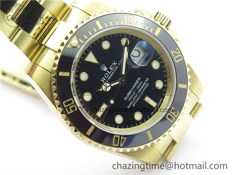 Submariner 116618 LN Black Ceramic 316L Bp Maker 1:1 Best Edition Black Dial on YG Bracelet SA3135 V2