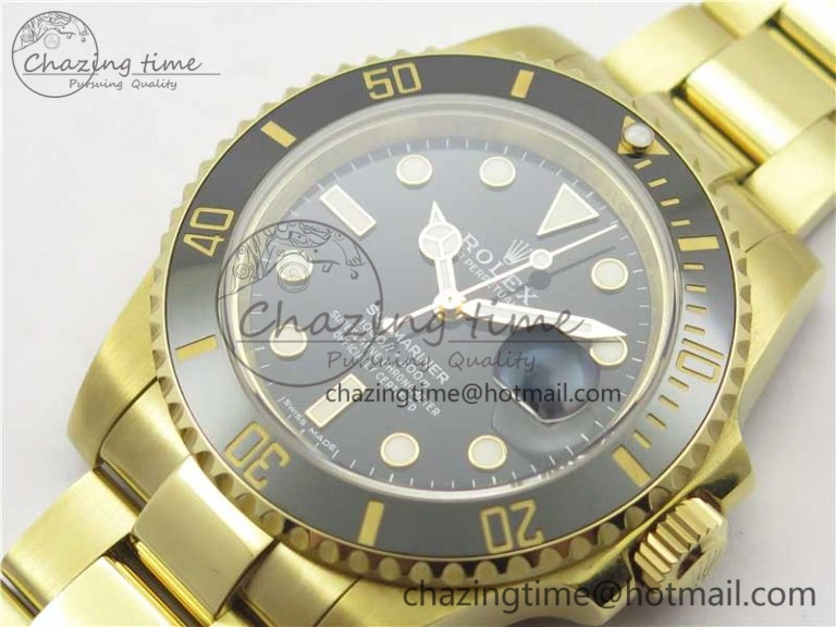 Submariner 116618 LN Black Ceramic 316L Bp Maker 1:1 Best Edition Black Dial on YG Bracelet SA3135 V2
