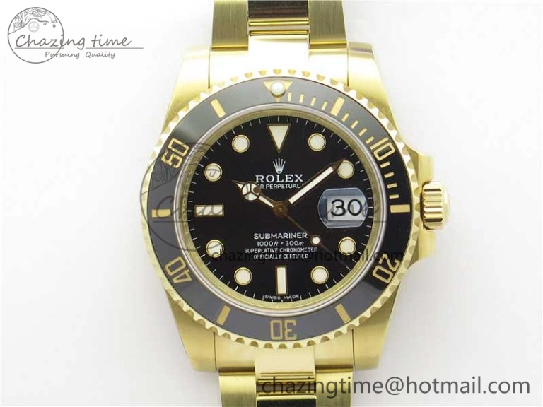 Submariner 116618 LN Black Ceramic 316L Bp Maker 1:1 Best Edition Black Dial on YG Bracelet SA3135 V2