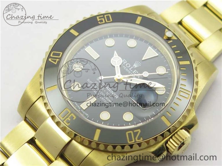 Submariner 116618 LN Black Ceramic 316L Bp Maker 1:1 Best Edition Black Dial on YG Bracelet SA3135 V2