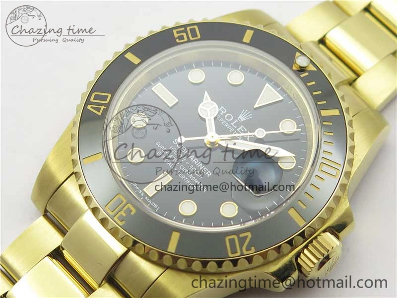 Submariner 116618 LN Black Ceramic 316L Bp Maker 1:1 Best Edition Black Dial on YG Bracelet SA3135 V2